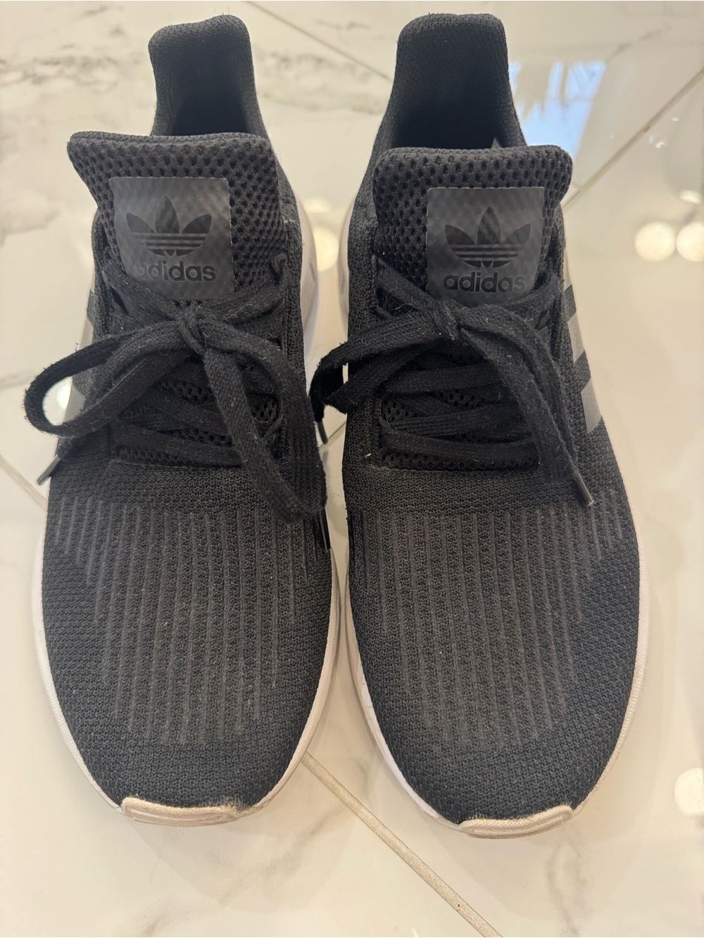 adidas Black Knit Sneakers with White Soles
